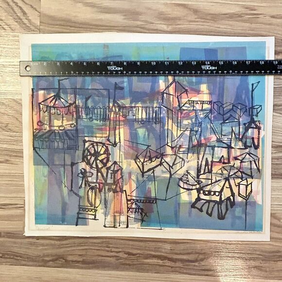 Sandra Holubow Abstract Print Signed Number Chicago Artist "Carnival" 15" x 19" - Picture 9 of 11